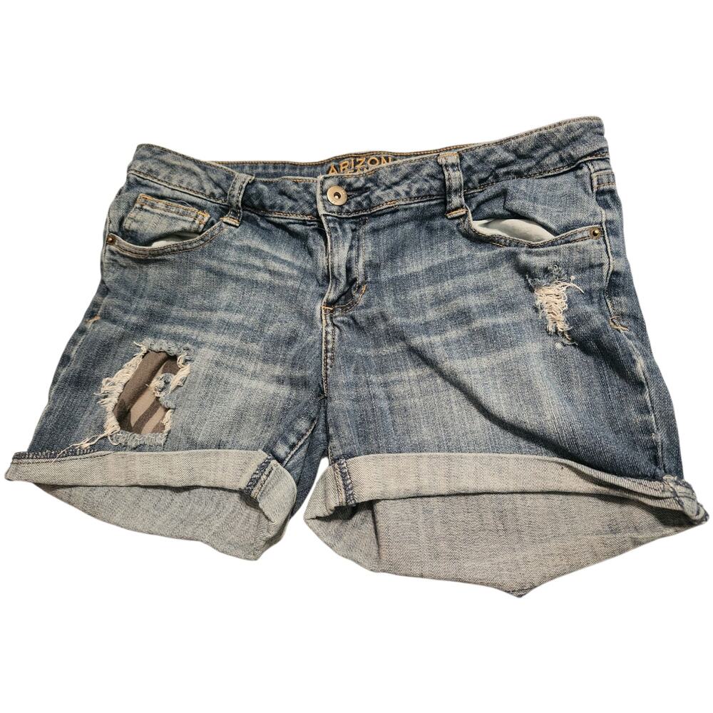 Arizona Jean Co Distressed Denim Shorts‎ Womens 9 Medium Wash Cuffed Blue Casual